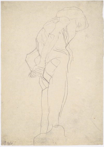 Gebeugter nackter Greis nach rechts von Gustav Klimt